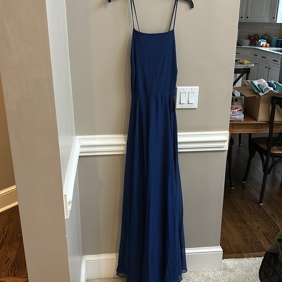 Lulus Navy Mythical Kind of Love Maxi Chiffon Dress NWT Size XL - Picture 2 of 12